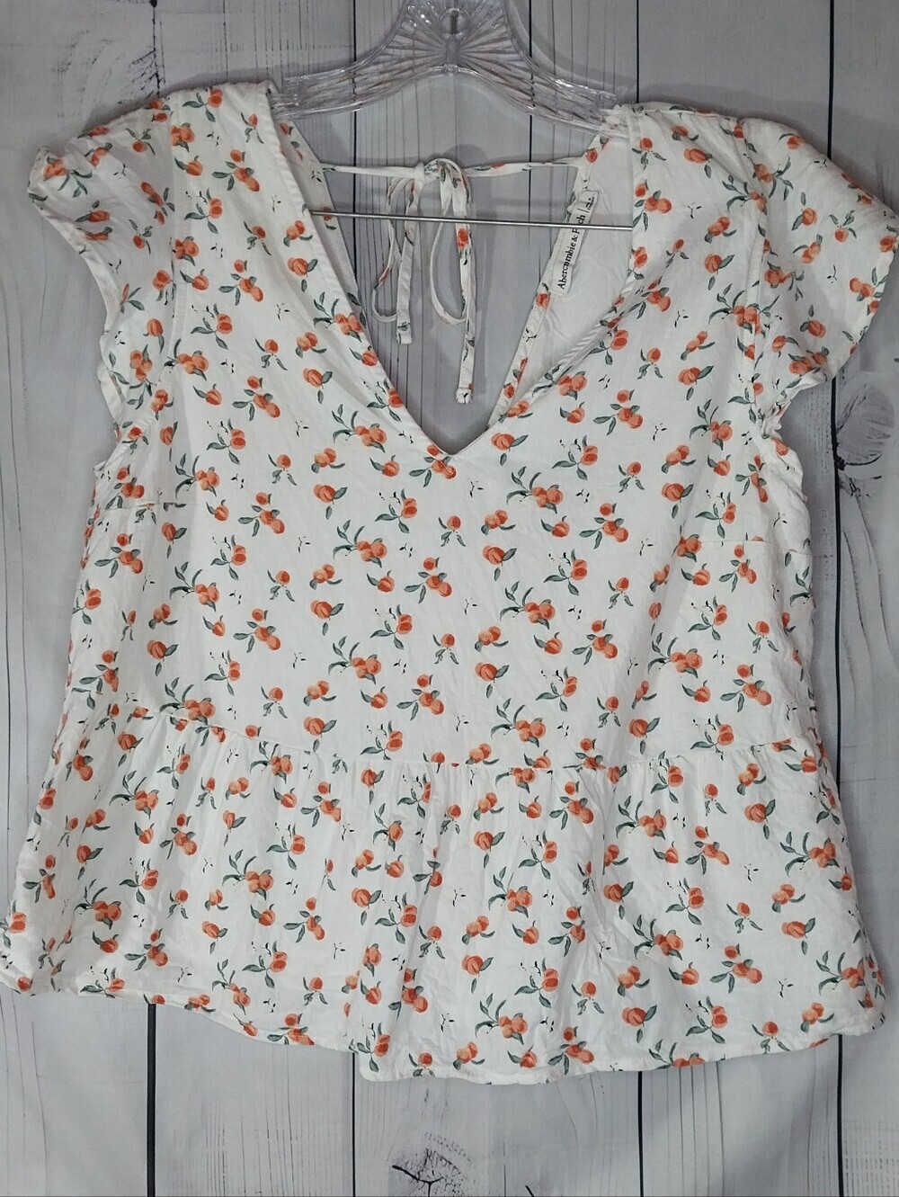 Abercrombie & Fitch Peplum Flutter Sleeve Cottagecore Boho Coquette V-Neck Top